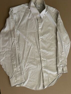 Calvin Klein Men's White Dress Shirt with Fine Gray Pinstripes